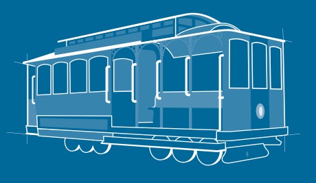 A blueprint of a streetcar