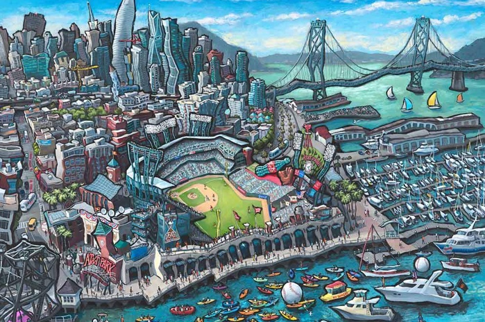 A psychedelic painting of San Francisco